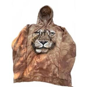 The Mountain Lion Face Tie-Dye Hoodie Sweatshirt XL